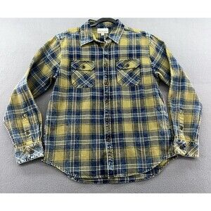 Casual Button Down Plaid Shirt - Blue and Yellow